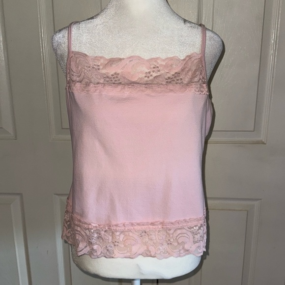Soft Surroundings Pink Lace Trim Shelf Bra Tank - Picture 1 of 5